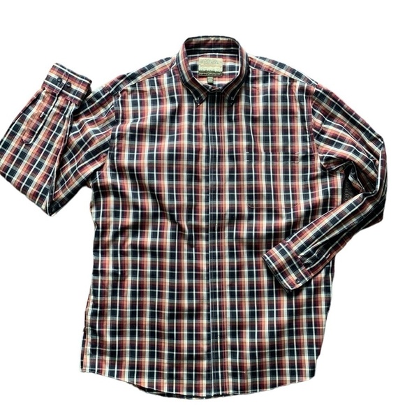 Cabela's Plaid Long Sleeve Cotton Button Down Shirt Mens XL Tall #47F - Picture 1 of 7